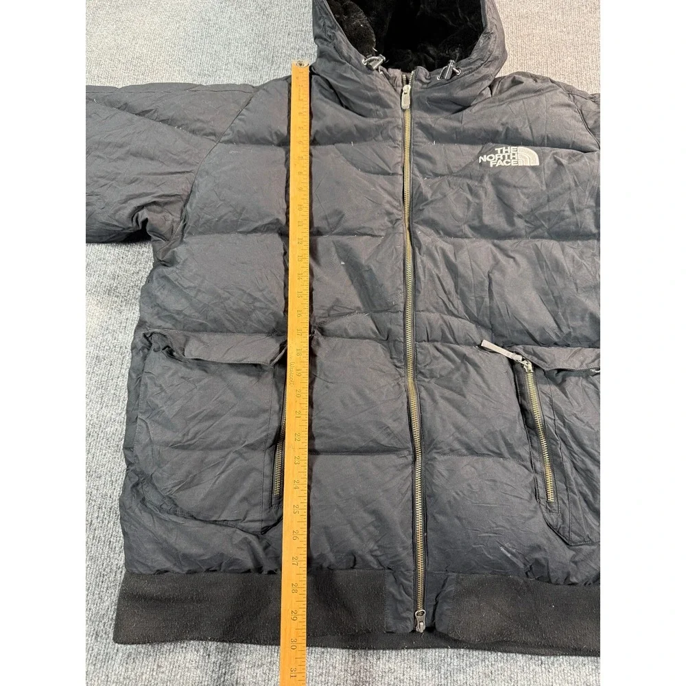 The North Face Mens Puffer Goose‎ Down 550 Jacket Mens XXL Black Hooded Full Zip